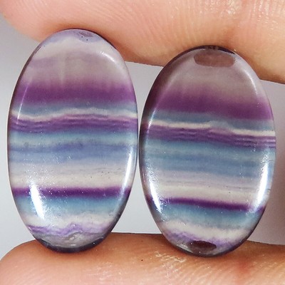 30.80 Cts 100% Natural Fluorite Pair Oval Cabochon Gemstone 13x22x4 mm gm_133