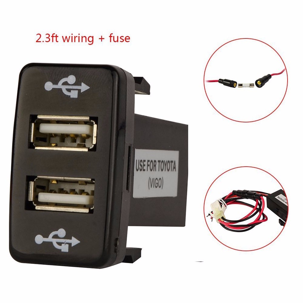 MICTUNING Dual USB 2 Port Phone Charger Car For Toyota ... audio output to usb wiring 