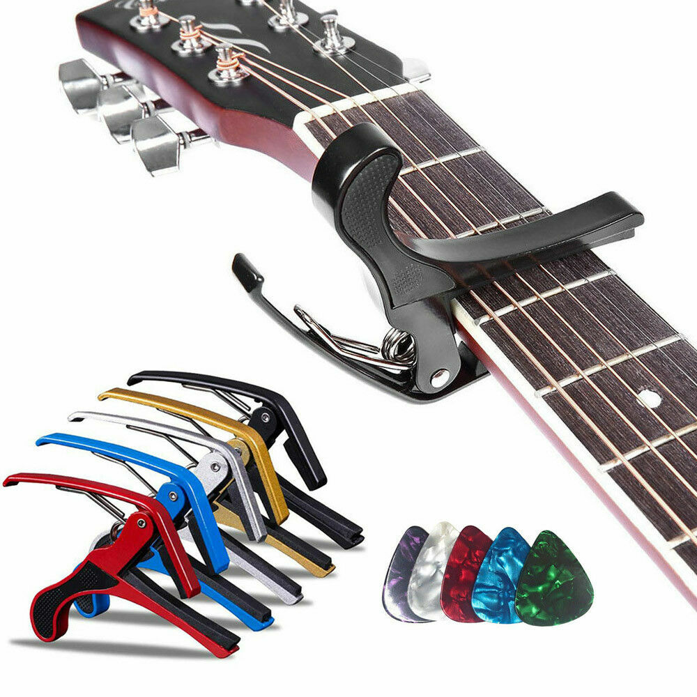 Elektronischer Tuner Gitarren Kapodaster mit 6 Stück Gitarren Pick für