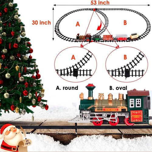 Battery Operated Toy Train With Light & Sound Around Christmas Tree Track Set