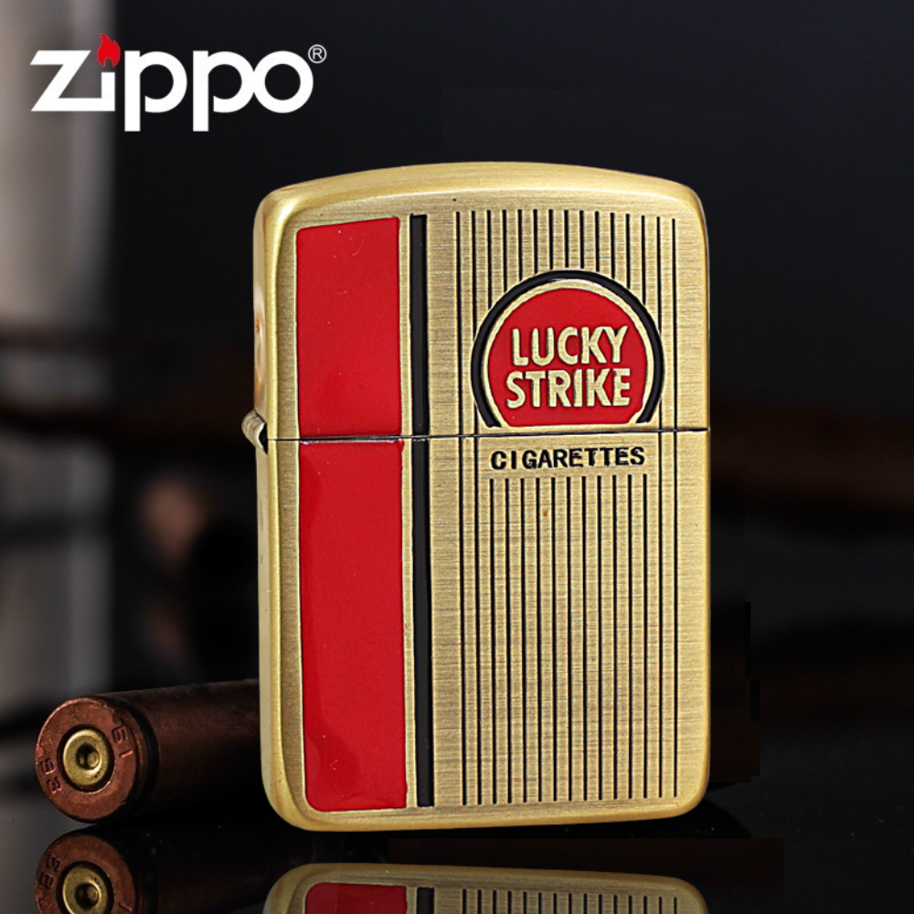 1941 Brushed Gold Lucky Strike Zippo Lighter - US Shipping
