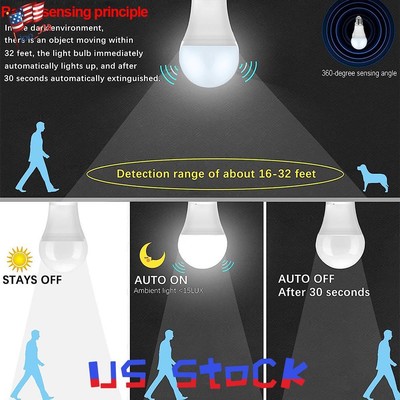 1-5PCS LED Motion Sensor Light Bulb E26/E27 Dusk to Dawn Radar Sensor Lamps