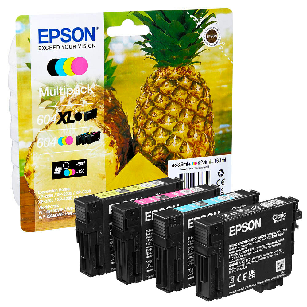 Epson 604 XL Multipack Patronen schwarz cyan magenta gelb C13T10G64010 Ananas