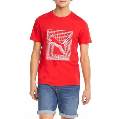 

Puma Cat Graphic Crew Neck Футболка с коротким рукавом Мужские красные повседневные топы 670494-11, Красный, Puma Cat Graphic Crew Neck Short Sleeve T-Shirt
