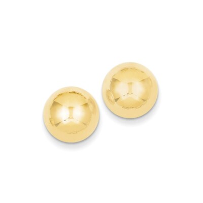 Pre-owned Superdealsforeverything Real 14kt Yellow Gold Polished 12mm Half Ball Post Earrings