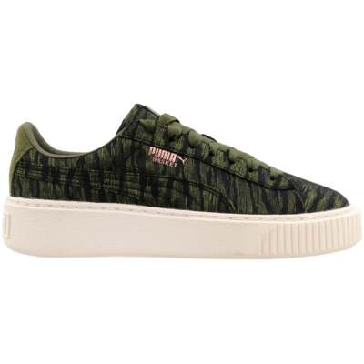 Puma Basket Platform Velvet Rope Platform Женские зеленые кроссовки Повседневная обувь 36