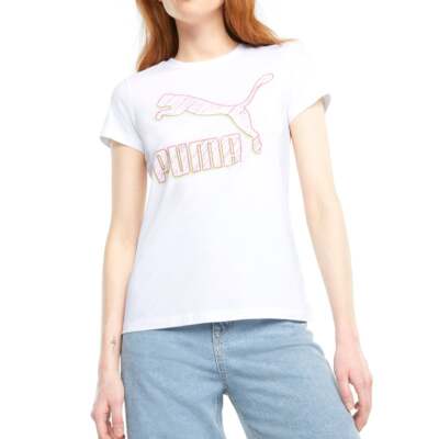 

Puma Crew Neck Short Sleeve Classics Logo T-Shirt Womens White Casual Tops 53007, Белый