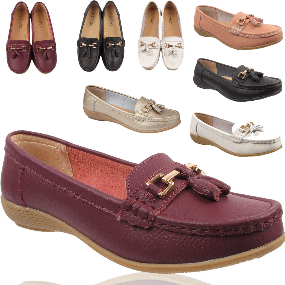 Ladies Genuine Leather Jo&Joe Loafers Moccasins Casual Formal Work Slip
