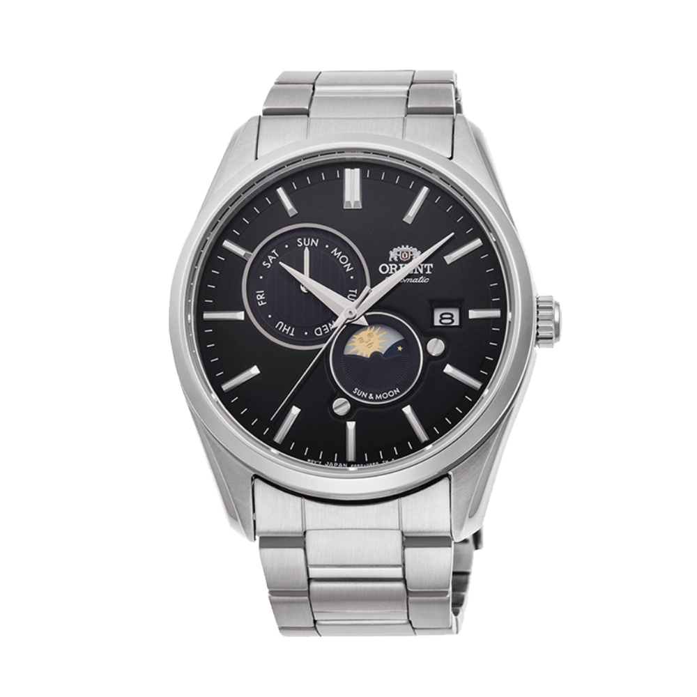 Pre-owned Orient Sun & Moon Ak0302b Black Dial Sapphire Crystal Day Date Made In Japan