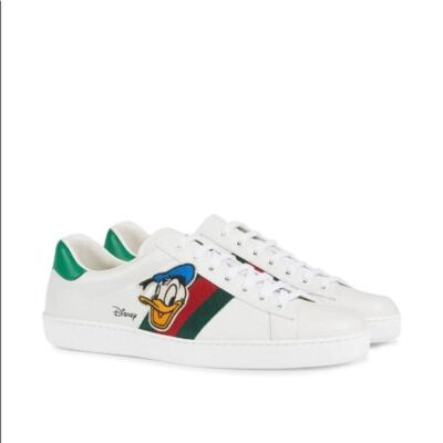 Pre-owned Gucci New Ace Disney Donald Duck Sneakers In Black