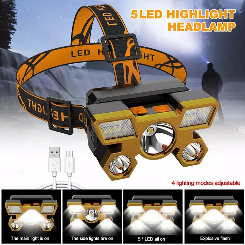 Rechargeable Headlamp Portable led Headlight Torch Working Light Fishing Camping