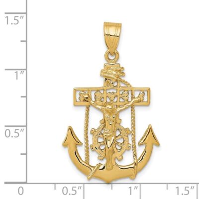 Pre-owned Diamond2deal 14k Yellow Gold Mariners Cross Pendant Necklace 2.55 Gram