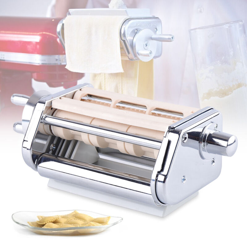 Kitchen Aid Pasta Roller Cutter Ravioli Maker Stand Mixer Attachment Kit Sliver