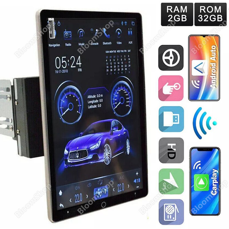 Rotatable 10.1'' Touch Screen Car Stereo Android 13.0 2Din Radio