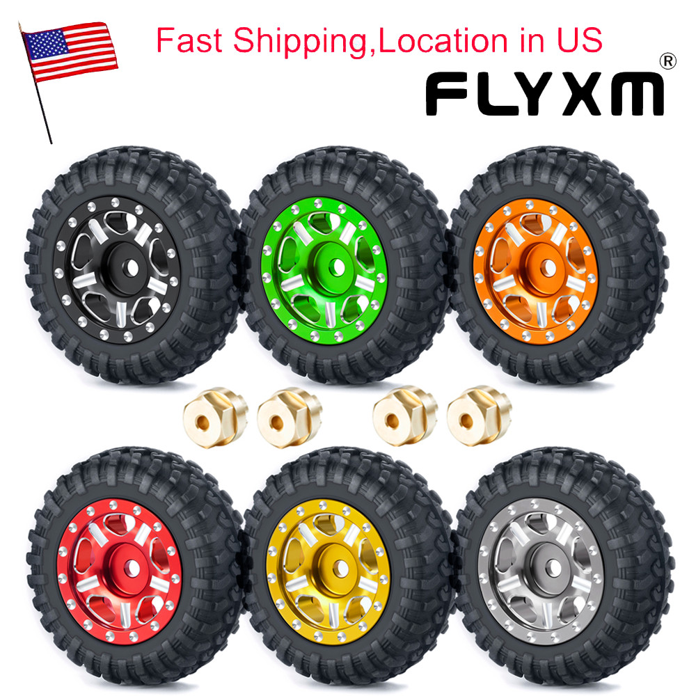 FLYXM 4PCS Wheel Rims Tires Kit For RC Kyosho MINI-Z 4x4 1/18 Jimny 1/24 SCX24