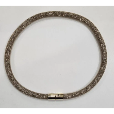 Swarovski Black And Clear Stardust Crystal Mesh Necklace