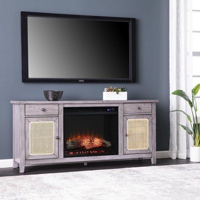 58" Adjustable Flame Freestanding Led Gray