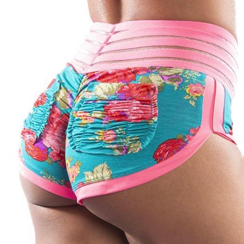 Women High Waist Yoga Shorts Hot Pants 