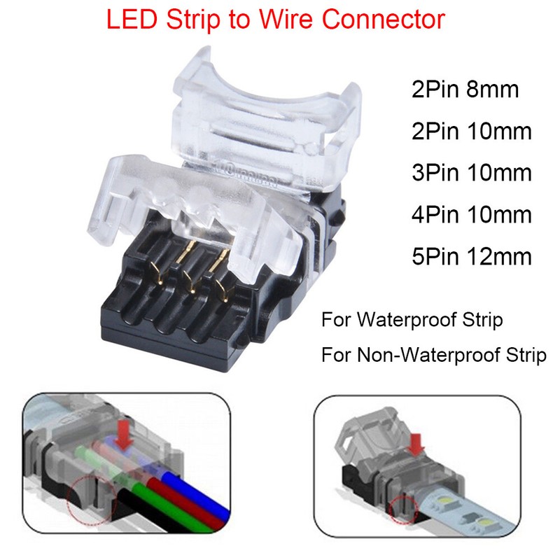 5Pin LED Strip Light RGBW RGBWW Cable Adapter Clip Connector Wire 5050-12mm
