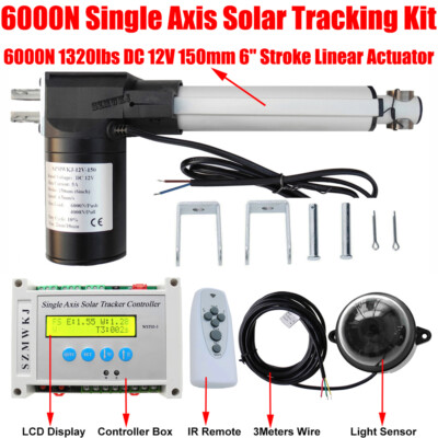 12V Single Axis Solar Tracking + 6000N DC 12V Linear Actuator +LCD Controller EL