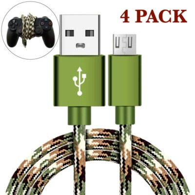 4 Pack Rugged FAST CHARGER Micro USB Cable Cord for PlayStation 4 PS4 Controller