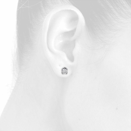 Pre-owned Jfl Diamonds & Timepieces 14k White Gold Solitaire Round Diamond Studs 2.55mm Screw Back Earrings 0.10 Ct.