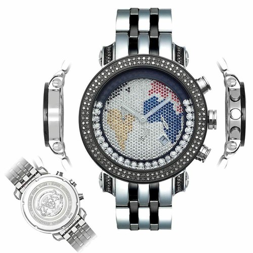 Pre-owned Joe Rodeo Men's Diamond Watch  Classic Jcl40(w) 1.75 Ct World Map Dial In White