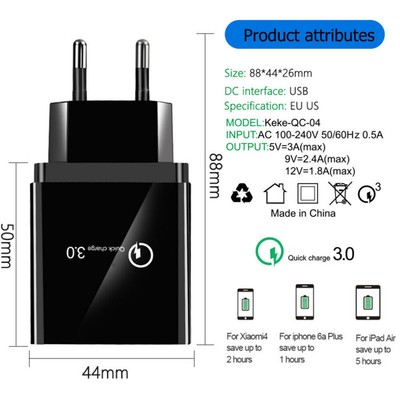 4Port Schnell Schnellladung QC 3.0 USB Hub Ladegerät Netzteil US UK EU Stecker