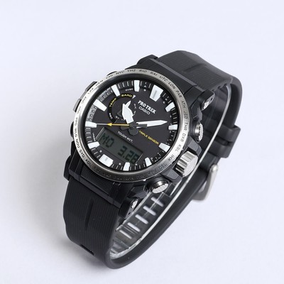 Pre-owned Casio Pro Trek Climber Prw-61-1ajf Black Solar Atomic Radio Men Watch In Box