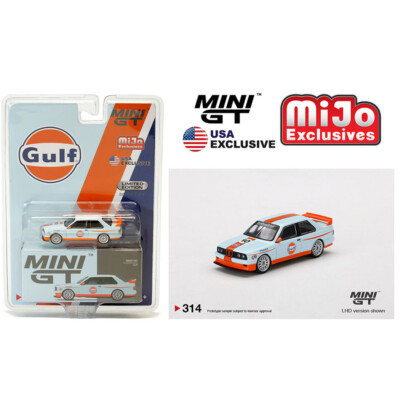  Mini GT 1:64 BMW M3 E30 Gulf Diecast Model Car Light Blue with Orange MGT00314 