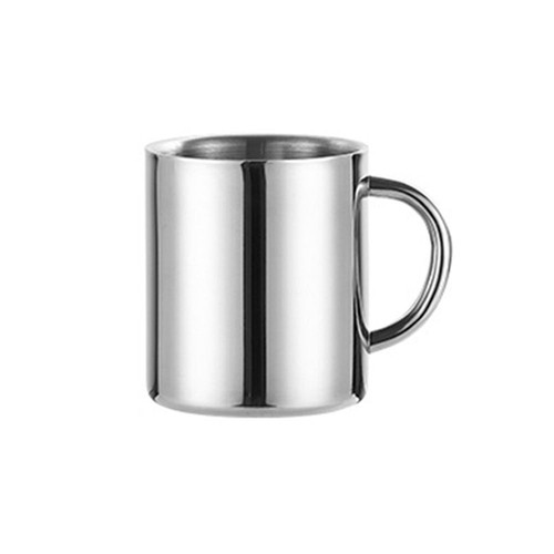 Stainless Steel Coffee Mug with Handle Metal Double Walled Cup 220ml Camping Mug