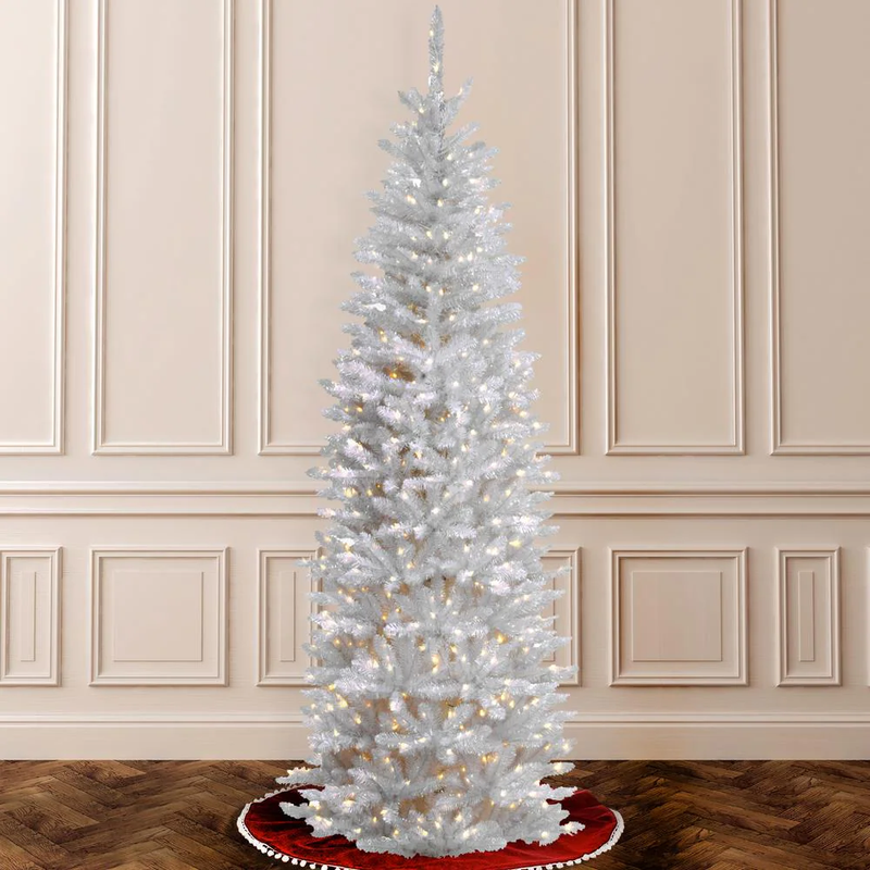 6.5 ft. kingswood white fir pencil artificial christmas tree with clear lig