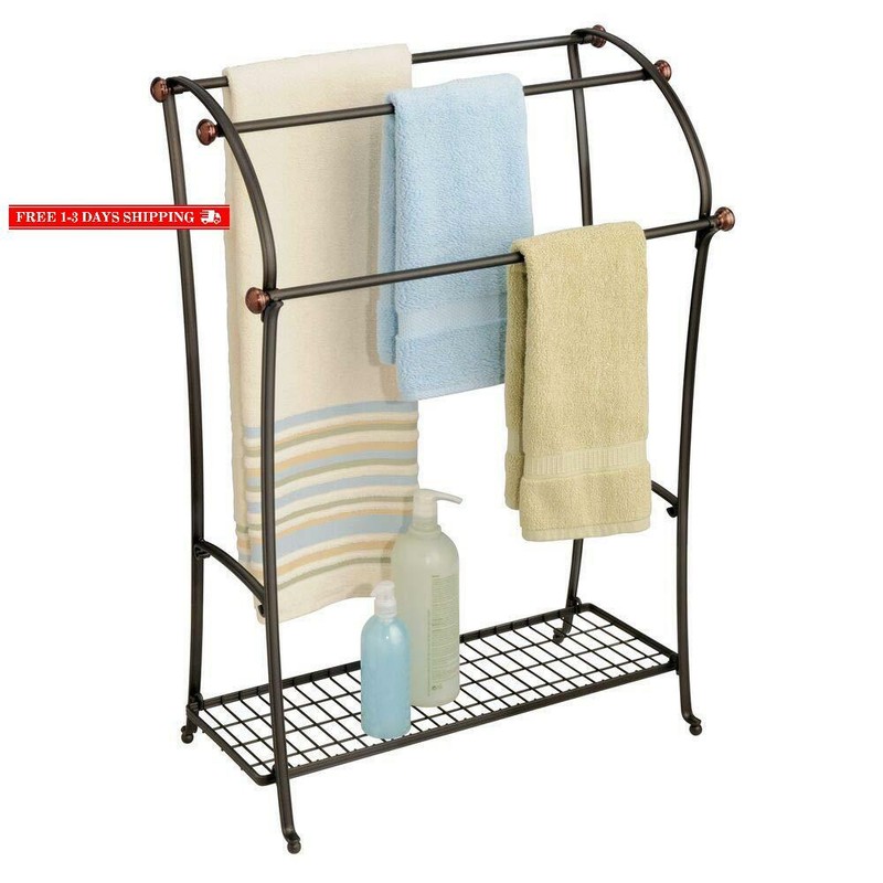 Rack Holder With Storage Shelf - 3 Tier Metal O