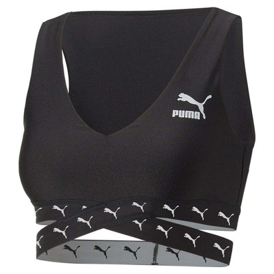 

Puma Dare To V Neck Cropped Top Womens Black Athletic Casual 53563501, Черный