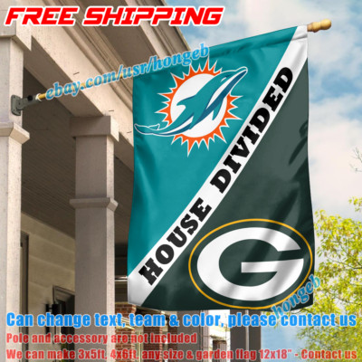 Miami Dolphins vs Green Bay Packers House Divided Flag 28X40'' Banner 2024 NFL