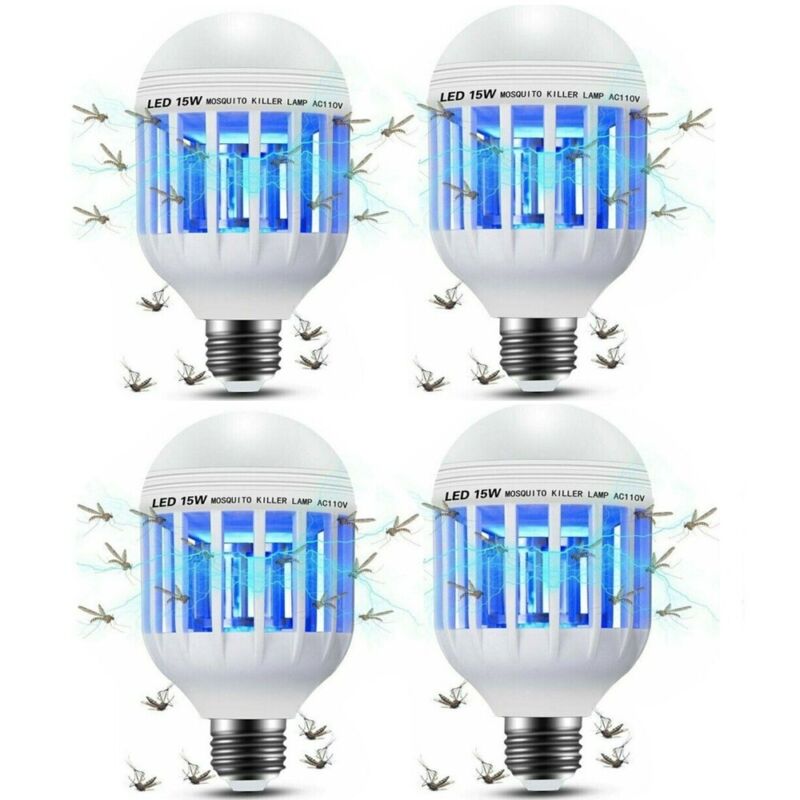 4Pack LED Bug Zapper Light Bulb Mosquito Killer Lamp Fly Trap Insect Home Indoor