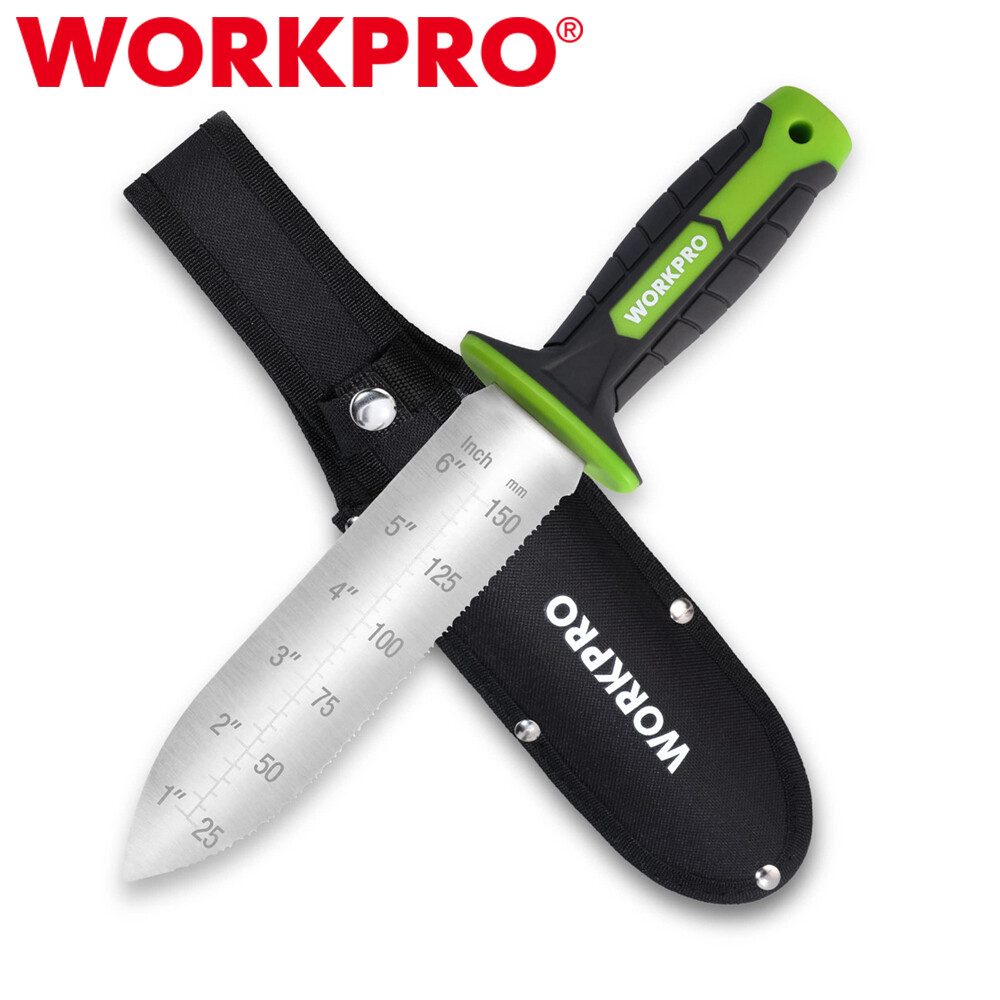 WORKPRO Hori Hori Garden Knife Weeding Digging Tool 7" Stainless Blade w/ Sheath