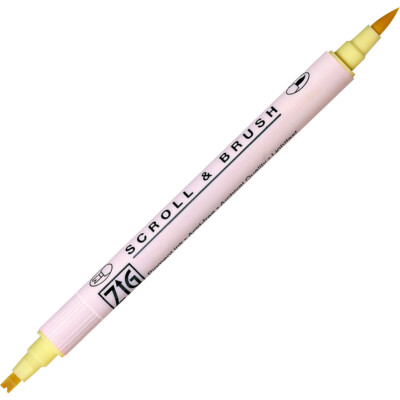 Zig Memory System Scroll and Brush Dual Tip Marker, Butter