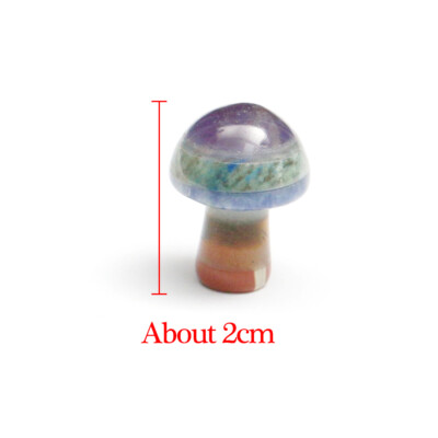 Natural Crystal Mushroom 7 Chakra Stone Figurine Gemstones Energy Reiki Healing