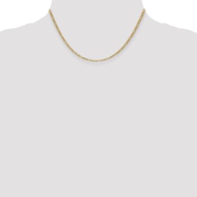 Pre-owned Diamond2deal 14k Yellow Gold 2.5mm Semi-solid Figaro 16" Chain Necklace
