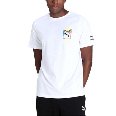 

Puma Graphic Box Logo Play Crew Neck Short Sleeve TShirt Mens Size  Casual T, Белый, Puma Graphic Box Logo Play Crew Neck Short Sleeve TShirt