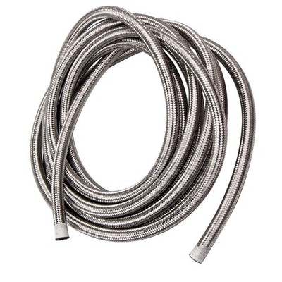 8AN AN8 20FT 6M Stainless Steel Nylon Braided Oil Fuel Gas Line Hose Pipe Silver