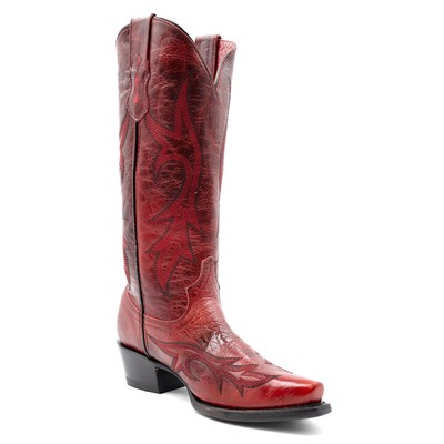 Pre-owned Ferrini Scarlett Embroidery Snip Toe Cowboy Womens Red Dress Boots 8426122