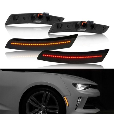 Smoked LED Side Marker Light For Chevy Camaro 16-21 Amber Red Front Rear 4pc EAC