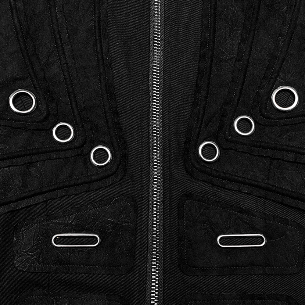 Pre-owned Punk Rave Men Steampunk Detachable Gothic Jackets Motorcycle Visual Coat Vests In Black