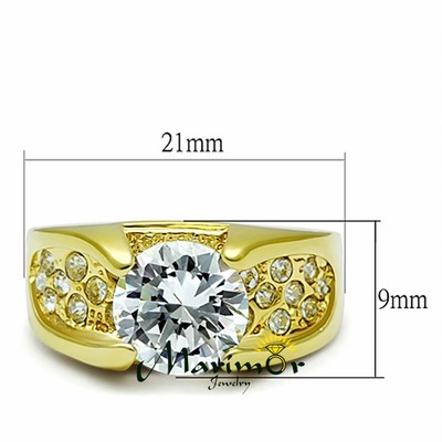 3.35 Ct Round Cut CZ Stainless Steel 14k GP Engagement Ring Women's Size 5-10
