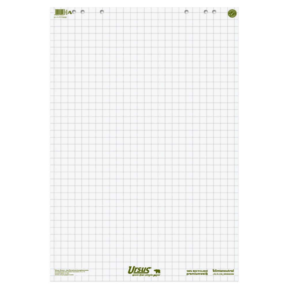 2 Ursus Green Flipchart Blöcke á 20 Blatt kariert weiß 80g² für Flipchart Tafeln