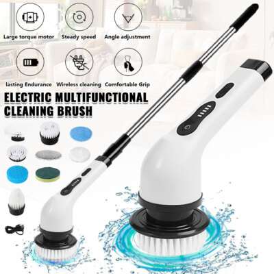 9 Heads Electric Spin Scrubber Cordless Bath Tub Power Scrubber Cleaning Brush