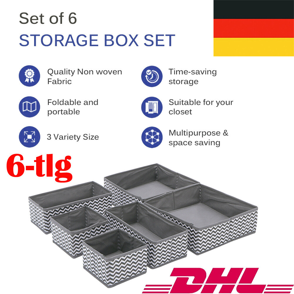 6er Set Aufbewahrungsboxen Schublade Organizer Faltbox Stoffbox