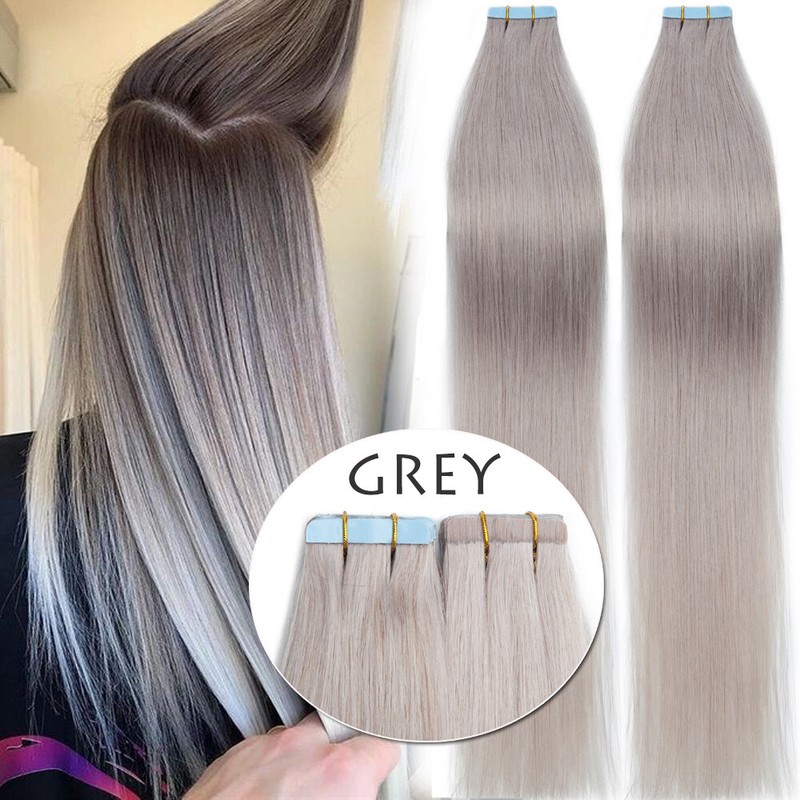 US CLEARANCE Tape in Russian Remy Human Hair Extensions Skin Weft THICK Striaght